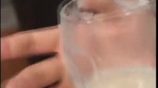 Real asian teen drink cum from a glass in reality groupsex