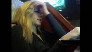 Hot blonde public flashing in a bar